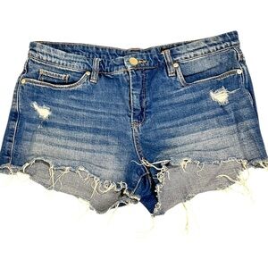 Blank NYC Frayed Hem whiskered distressed Blue denim shorts size 29